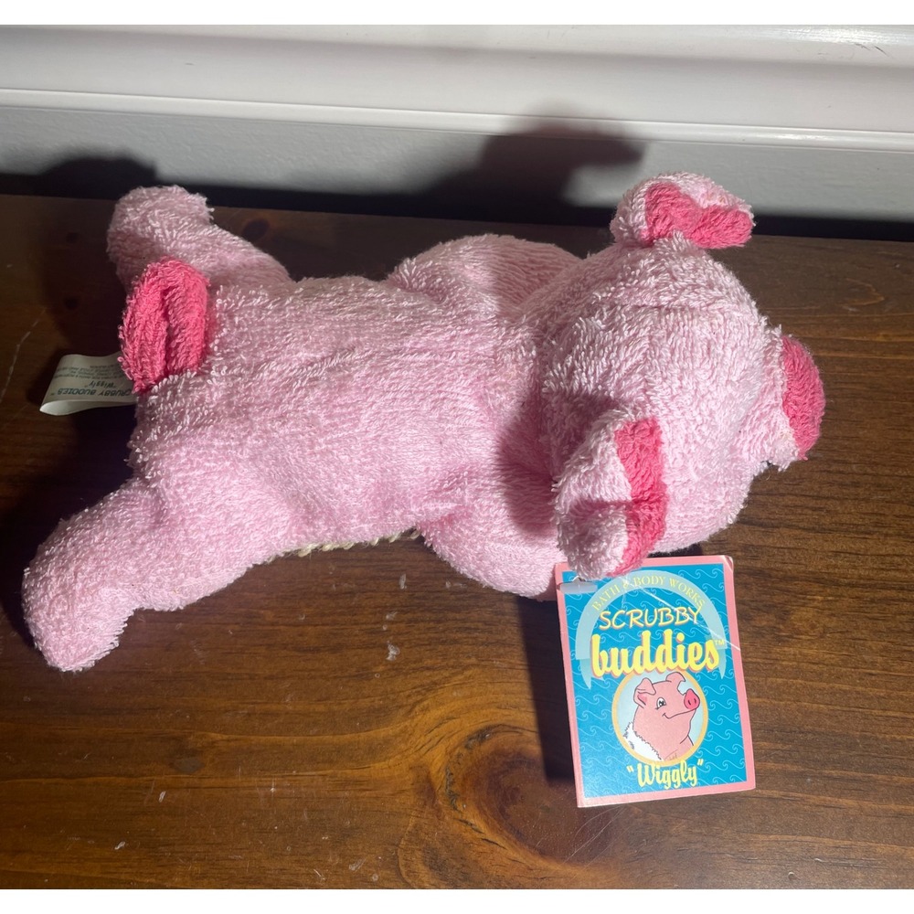 Bath & Body Works Scrubby Buddies Wiggly Pig Pink Terry Sisal Bath Plush NWT